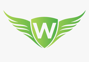 Wing Logo On Letter W For, Transportation Symbol. Freight Sign