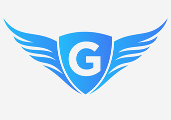 Wing Logo On Letter G For, Transportation Symbol. Freight Sign