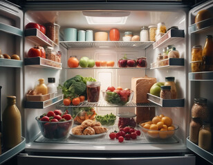 fridge with fruits and vegetables