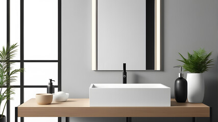 beautiful minimal restroom counter top. restroom mockup template background.