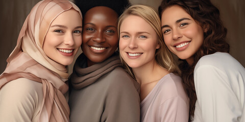 Fototapeta premium A group of beautiful smiling female friends.