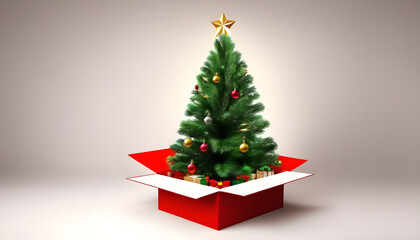 beautiful Christmas tree coming out from open box