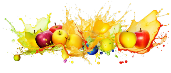 Apple juice splash isolated on a transparent background.