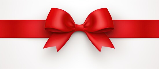 Realistic red bow and ribbon isolated on white background