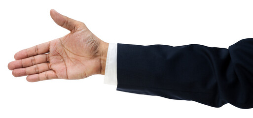 Businessman's hand reaching out to greet to shake hands, make acquaintances or make a business deal...