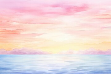 Watercolor Seascape Background: Tranquil Ocean Art with Beautiful Waves