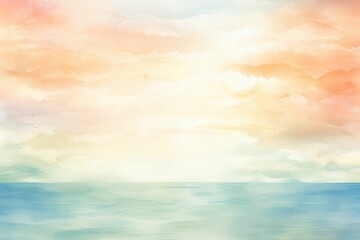 Naklejka premium Watercolor Seascape Background: Tranquil Ocean Art with Beautiful Waves