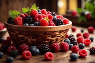 Delicious Juicy Mouthwatering Colorful Fresh Healthy Organic Mix Berry