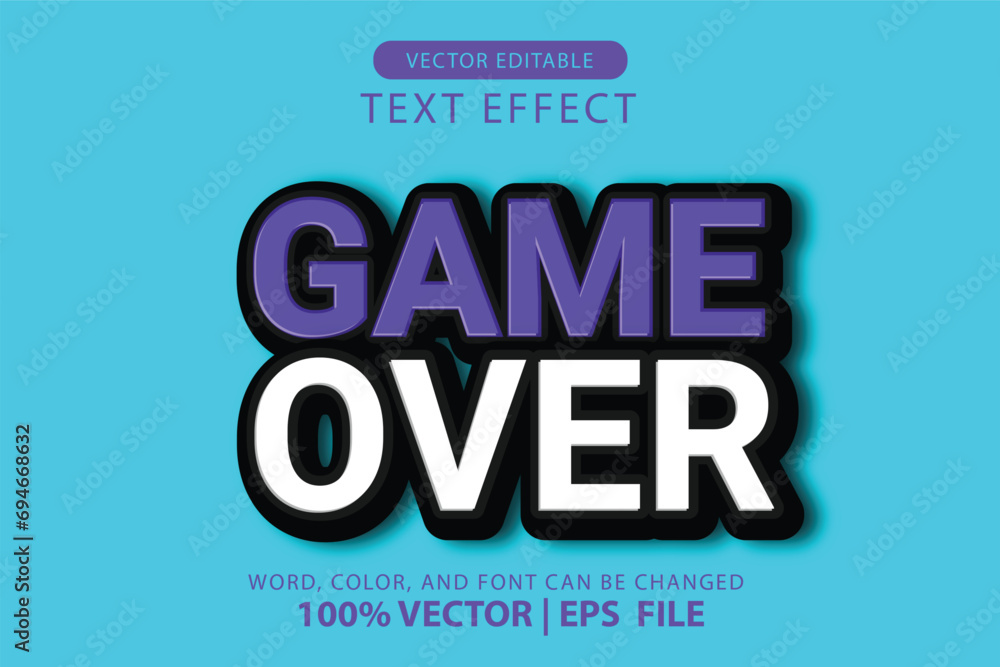 Poster 3d editable text effect start game or play game with shadow and gaming elements. suitable for headli