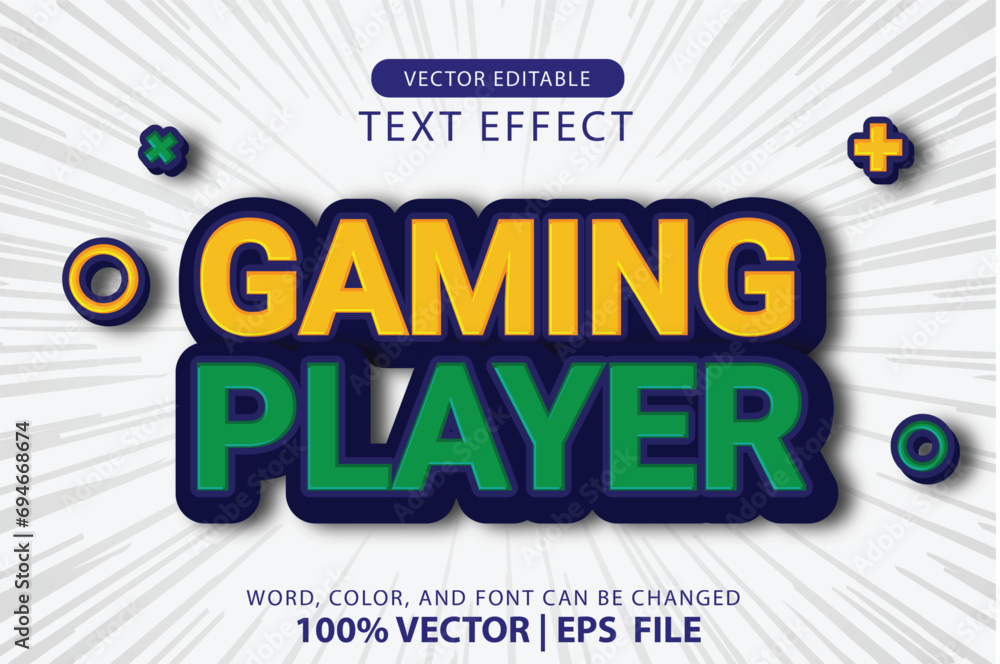 Poster 3d editable text effect start game or play game with shadow and gaming elements. suitable for headli