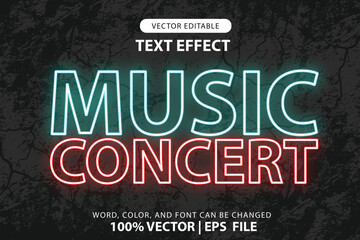 editable text live concert effect, effect font with glowing blue green neon glow style for headlines, logos or promotions at song events, parties and concerts vector template