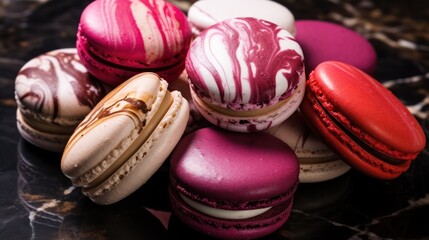 Obraz na płótnie Canvas Gourmet Macarons with Elegant Swirl Designs