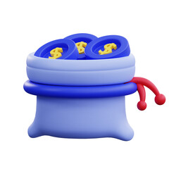 3d rendering finance bag icon
