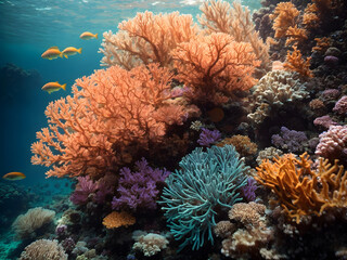 Naklejka na ściany i meble The coral reefs are diverse ecosystems which are very important for marine lifes