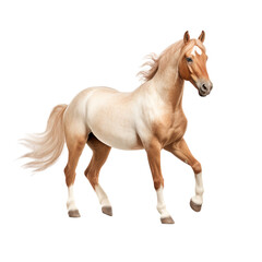 Horse walking isolated on a transparent background. Animal PNG element.