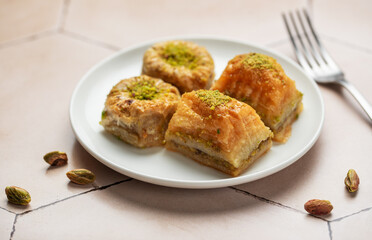 Assortment of Turkish baklava dessert