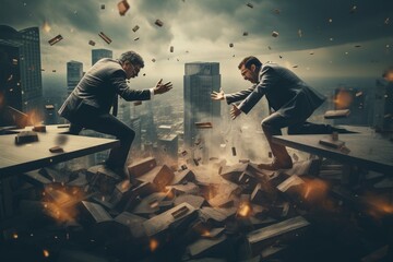 Photo of a business conflict escalating to a point where emotions run high. Generative AI - obrazy, fototapety, plakaty