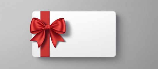 card with red ribbon and bow