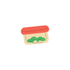 Plastic food container or lunchbox, vector illustration isolated on white