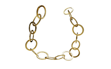 shiny gold thick linked chain accessory, luxurious expensive golden jewellery on transparent background