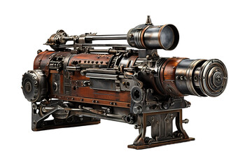 Old machine gun isolated on PNG Background. Generative Ai.