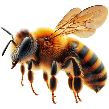 intricate beauty of nature with our realistic macro-style photography of a bee. Captured in stunning detail, this image showcases the delicate intricacies of the bee's form,  in vibrant and detail