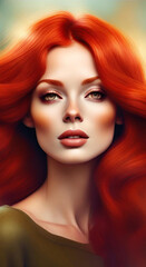 Fototapeta premium Portrait of a woman with red hair wallpapers for I pad, Notebook cover, I phone, tab mobile high quality images.
