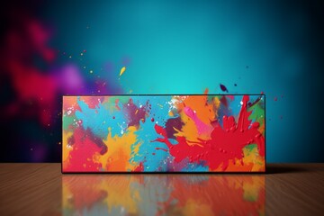 An abstract artistic empty magnetic cardboard box with copy space on blank labels for customization