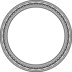 Vector round monochrome seamless classical byzantine ornament. Infinite circle, border, frame Ancient Greece, Eastern Roman Empire. Decoration of the Russian Orthodox Church.. - obrazy, fototapety, plakaty