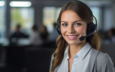 Smiling Customer Service Rep at Work