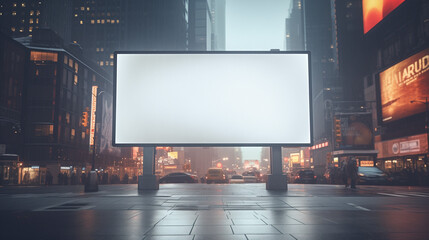 Naklejka premium white blank billboard in the middle of a street, generative ai