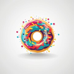 Illustrations of donut with colorful sprinkles - obrazy, fototapety, plakaty