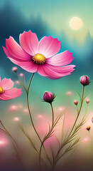 Pink cosmos flower wallpapers for I pad, Notebook cover, I phone, tab mobile high quality images.