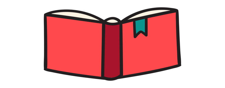 Flat Icon. Open Red Book. Vector Isolated Illustration On White Background.