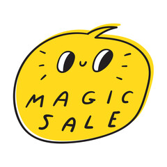 Speech bubble. Magical sale. Vector flat icon illustration. Marketing. Promotion banner.