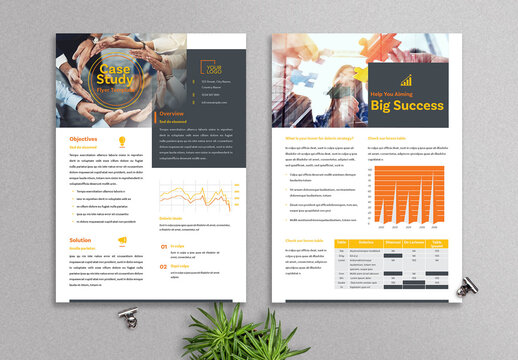 Business Case Study with Orange and Yellow Accents