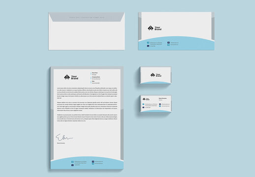 Stationery Set with Blue and Grey Accents
