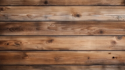 An old, brown, rustic, light-bright wooden texture forming a wood background in a panoramic banner format.