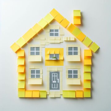 post-it notes to form a house