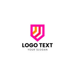 Rainbow Shield Logo Design Vector 