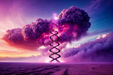 Purple and Blue Sky with Spiraling Smoke