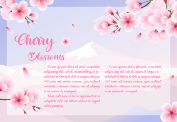 Square cherry blossom template, greeting card, background