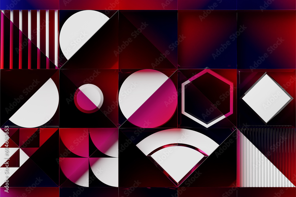 Aufkleber 3d rendering of realistic composition primitives. abstract theme for trendy designs. spheres, torus,