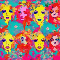 shabby floral girls in the style of pop art