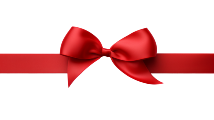 Red ribbon bow on a transparent background. For gift decoration, your wedding invitation card, greeting card, or gift boxes