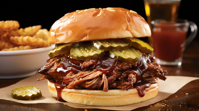 pulled pork sandwich HD 8K wallpaper Stock Photographic Image 