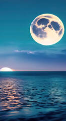 Fototapeta na wymiar Moon and sea wallpapers for I pad, Notebook cover, I phone, tab mobile high quality images.