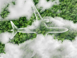 Sustainable aviation fuel concept. Net zero emissions flight. Sustainability transportation....