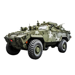 Armored vehicle for transporting soldiers in war on PNG transparent background