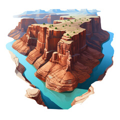 Isometric view image Grand Canyon on transparent background PNG